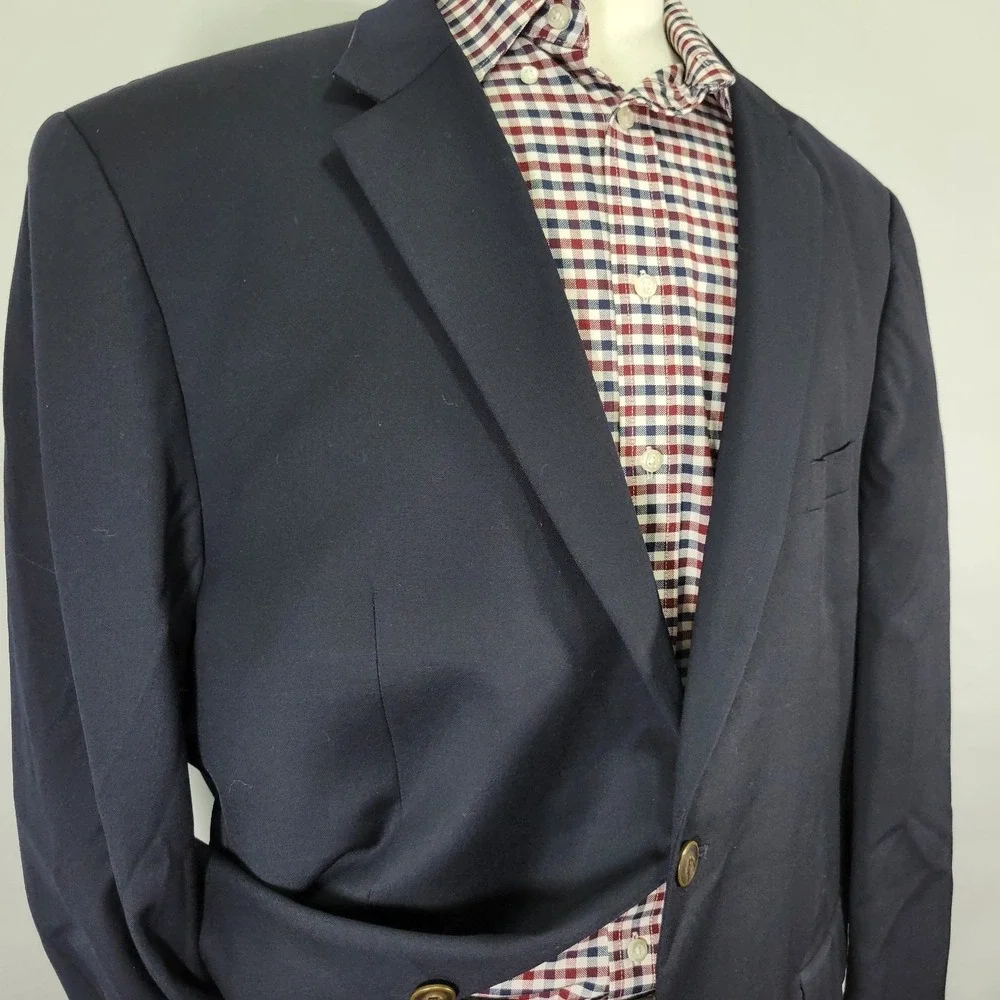 Joseph Feiss Men's Sport Coat‎ Blazer Two Button Navy Blue Wool Size 50R